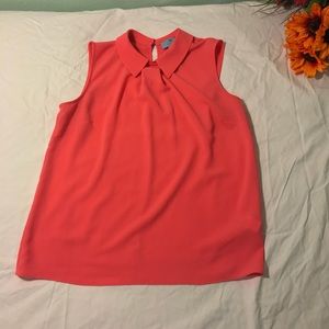 Cece Coral Peter Pan Collar Blouse